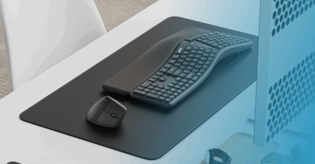 Rapoo wireless keyboard and mouse on a desk, designed for comfort and ergonomic use.